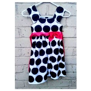Girls Black & White Polka Dot Dress Size 5